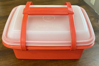 Vintage Tupperware Red Pak N Carry Lunch Box With Handle