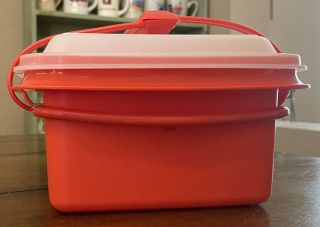 Vintage Tupperware Red Pak n Carry Lunch Box With Handle 3