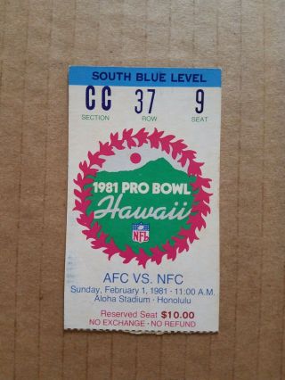 1981 Nfl Pro Bowl Ticket Stub Aloha Stadium Honolulu Hawaii