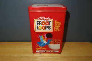 Vintage 1984 Kellogg ' s Froot Loops Cereal Collectible Tin Stash Box Toucan Sam 3