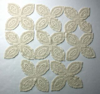 8 Vintage Crochet Cream Four Oval Petal Floral Doilies 6 Inch Doily Teardrop
