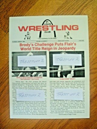 St Louis Wrestling Program - 3/10/84 Flair Vs Brody Race Kamala Tsuruta - Tenryo