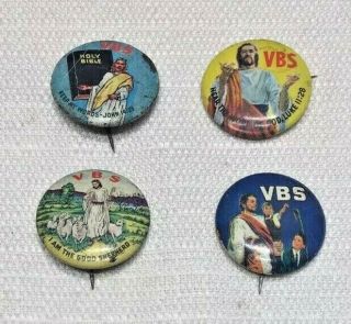 4 - Vintage Vacation Bible School Pins Buttons - Vintage Vbs Pins Buttons