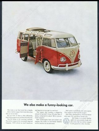 1961 Vw Bus Photo We Also Make A Funny Looking Car 13x10 Vintage Print Ad