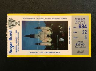 1987 Sugar Bowl Nebraska Vs Lsu Ticket Stub