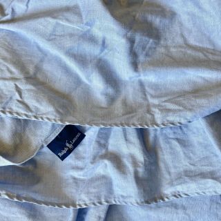 Vintage Ralph Lauren Twin Chambray Blue Dust Ruffle Bed Skirt Gathered