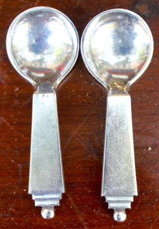 Georg Jensen Pyramid Sterling Silver Salt Spoons Perfect