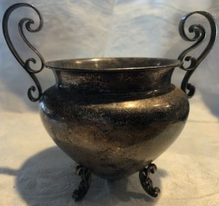 Antique Sterling Silver Ornate Open Sugar Bowl Footed 129 Grams Good Scrap