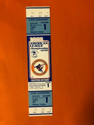 1983 Alcs Game 1 Complete Full Ticket Chicago @ Baltimore Nrmt