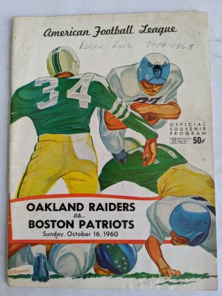 American Football League Oakland Raiders Vs Boston Patriots October 1960