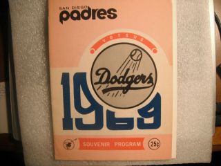 1969 San Diego Padres Vs Los Angeles Dodgers Inaugural Program Unscored F1