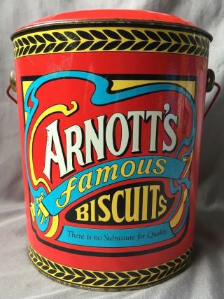 Arnott’s Famous Biscuits 450g Tin Red Vintage Retro Advertising Storage Handle