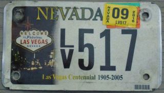 Motorcycle License Plate/tag Authentic Metal Nevada Las Vegas Centennial