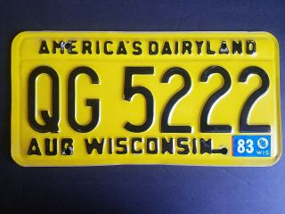 1983 Wisconsin Auto Car Truck License Plate Qg 5222