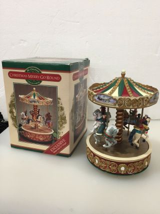 Vintage Small Mr Christmas Carousel Merry - Go - Round Music Box Plays 12 Carrols