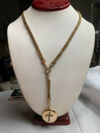 Fancy Victorian/vintage Gold Filled Necklace W/locket Drop Scrap/use 24g (y28)