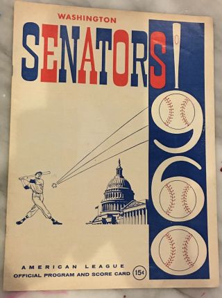 American League Baseball Program Score Card 1960 Washington Senators 15 Cent