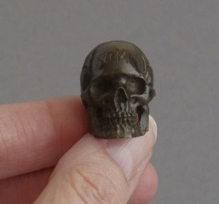 Ww1 Somme Vintage Bronze Miniature Skull Death Head Memento Mori Miniature