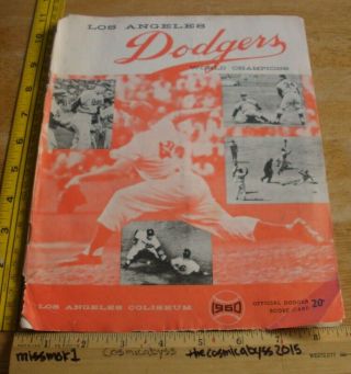 Sandy Koufax Los Angeles Dodgers 1960 Program Score Card V Cincinnati