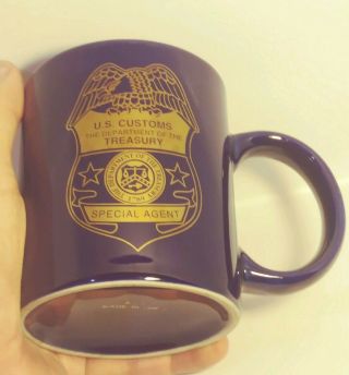 Vtg Us Customs Dept Of Treasury Special Agent Coffee Mug Cobalt Badge