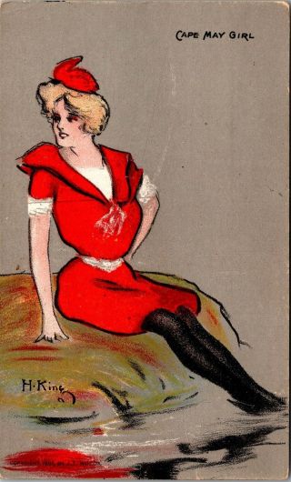Cape May Girl By Hamilton King C1907 Vintage Postcard J05