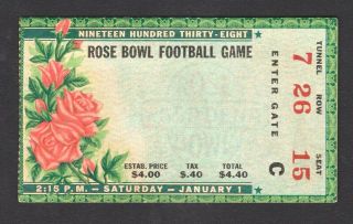 1938 Rose Bowl Football Game Ticket California Vs.  Alabama