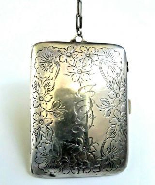Antique Vintage W&h Co Sterling Silver Dance Chatelaine Compact Coins Holder