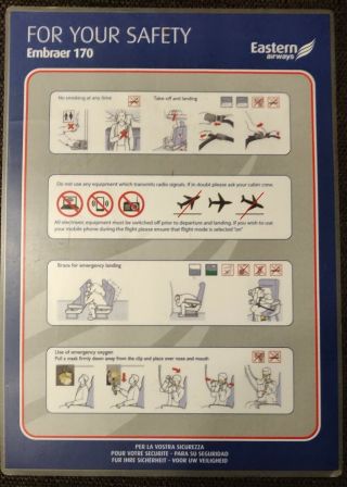Eastern Airways Embraer E170 Safety Card