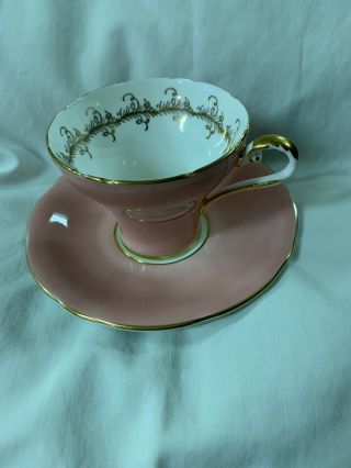 Vintage Aynsley England Teacup & Saucer Dusty Rose Pink