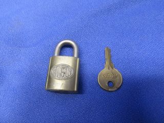 Vintage Elgin Small Padlock Lock,  Key