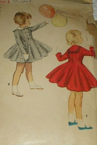 Vintage 1950s Simplicity 1020 Girls Sailor Collar Princess Coat Pattern 3