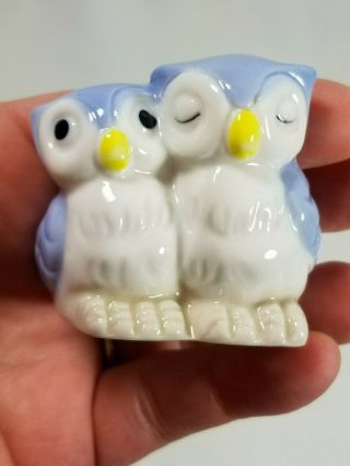 Blue OWL Couple Toothpick Holder Ceramic 2 