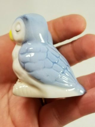 Blue OWL Couple Toothpick Holder Ceramic 2 