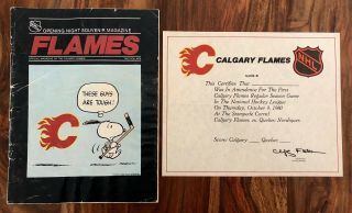 Nhl Quebec Nordiques Vs Calgary Flames Program - Oct 9,  1980 - Inaugural Game