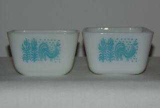 Vintage Set Of 2 Pyrex Amish Butterprint Turquoise Blue Baking Dishes A,