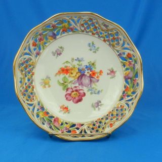 Vintage Schumann Bavaria Dresden Chateau Reticulated 8 1/4 " Bowl Lovely