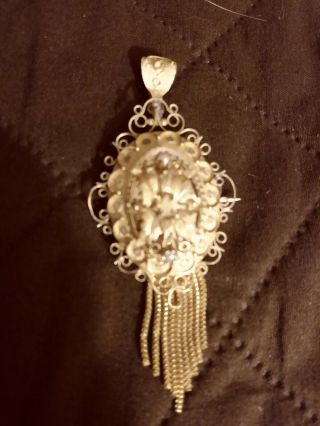 Vintage Antique Victorian Ornate 12k Gold Filled Brooch/pendant With Tassels