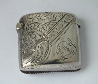 Antique Solid Sterling Silver Vesta Case 1903/ L 3.  7 Cm/ 35 G