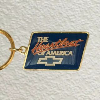 Vintage Keychain Chevrolet Logo Key Ring Metal Fob The Heartbeat Of America Nos
