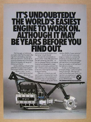1985 Bmw K - Series Motorcycle Compact Drive System Engine Photo Vintage Print Ad