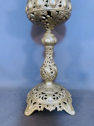 Ca.  1900 Antique VICTORIAN FRENCH Style BRADLEY & HUBBARD Old FLORAL BANQUET LAMP 3
