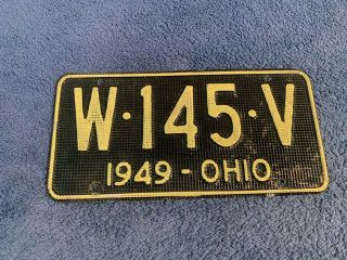 1949 Vintage Ohio Oh License Plate Tag W - 145 - V Aluminum Waffle