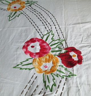 Vintage Hand Embroidered Cotton Coverlet Bedspread 75 