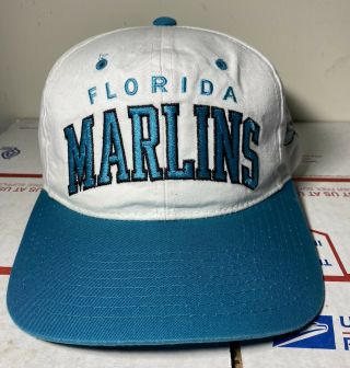 Vintage 90s Starter Florida Marlins Baseball Snapback Hat Cap Mlb Sample