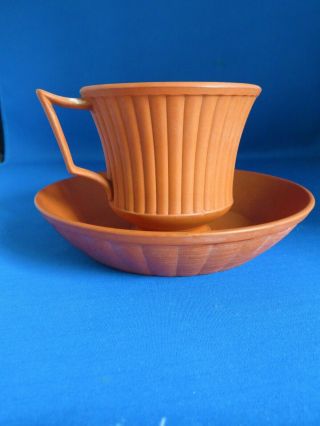 Antique 19thc Wedgwood Rosso Antico Redware Dry Bodied Cup & Saucer C1820