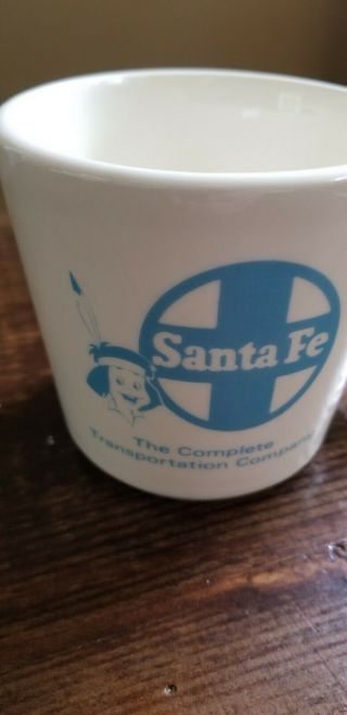 Vintage Santa Fe Railroad Coffee Mug with Indian boy and dual finger handle 2