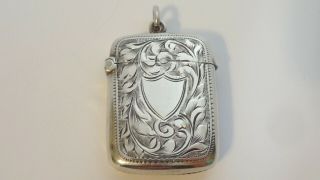 Vintage Sterling Silver Match Safe Vesta Case Birmingham 1908