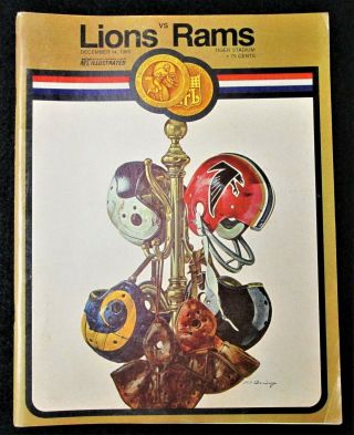 Detroit Lions Vs La Rams Dec.  14,  1969 Football Game Program @ Tiger Stadium