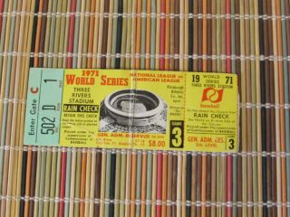 1971 World Series Ticket Stub (pirates Vs.  Orioles) Game 3