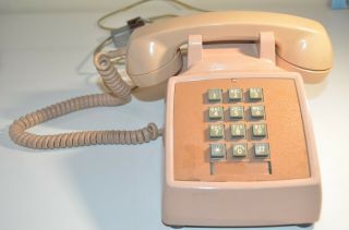 Vintage Bell System Pink Land Line Push Button Phone,  Western Electric 2500d